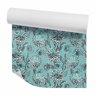 Papier peint Motifs décoratifs de fleurs bleues