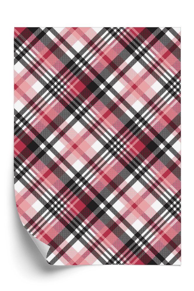 Papier peint Motif à carreaux blancs et roses