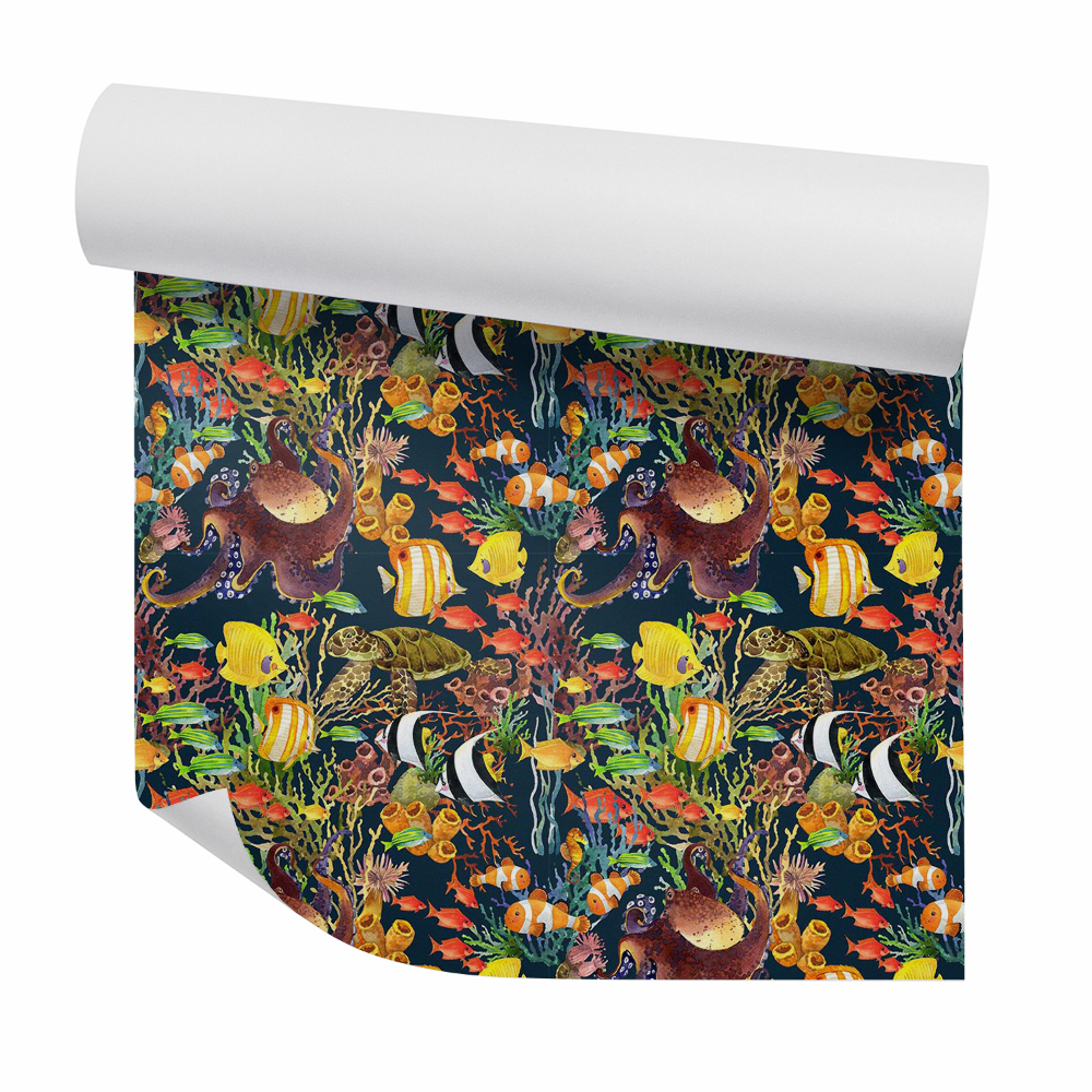 Papier peint Poisson coloré abstrait