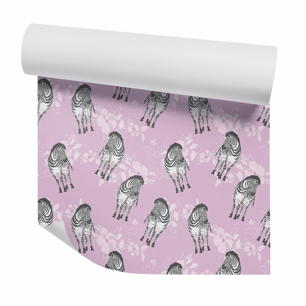 Papier peint Zèbres sur fleurs
