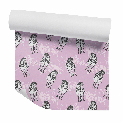 Papier peint Zèbres sur fleurs