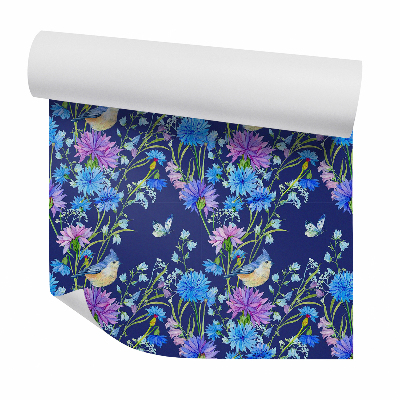 Papier peint Fleurs bleues abstraites