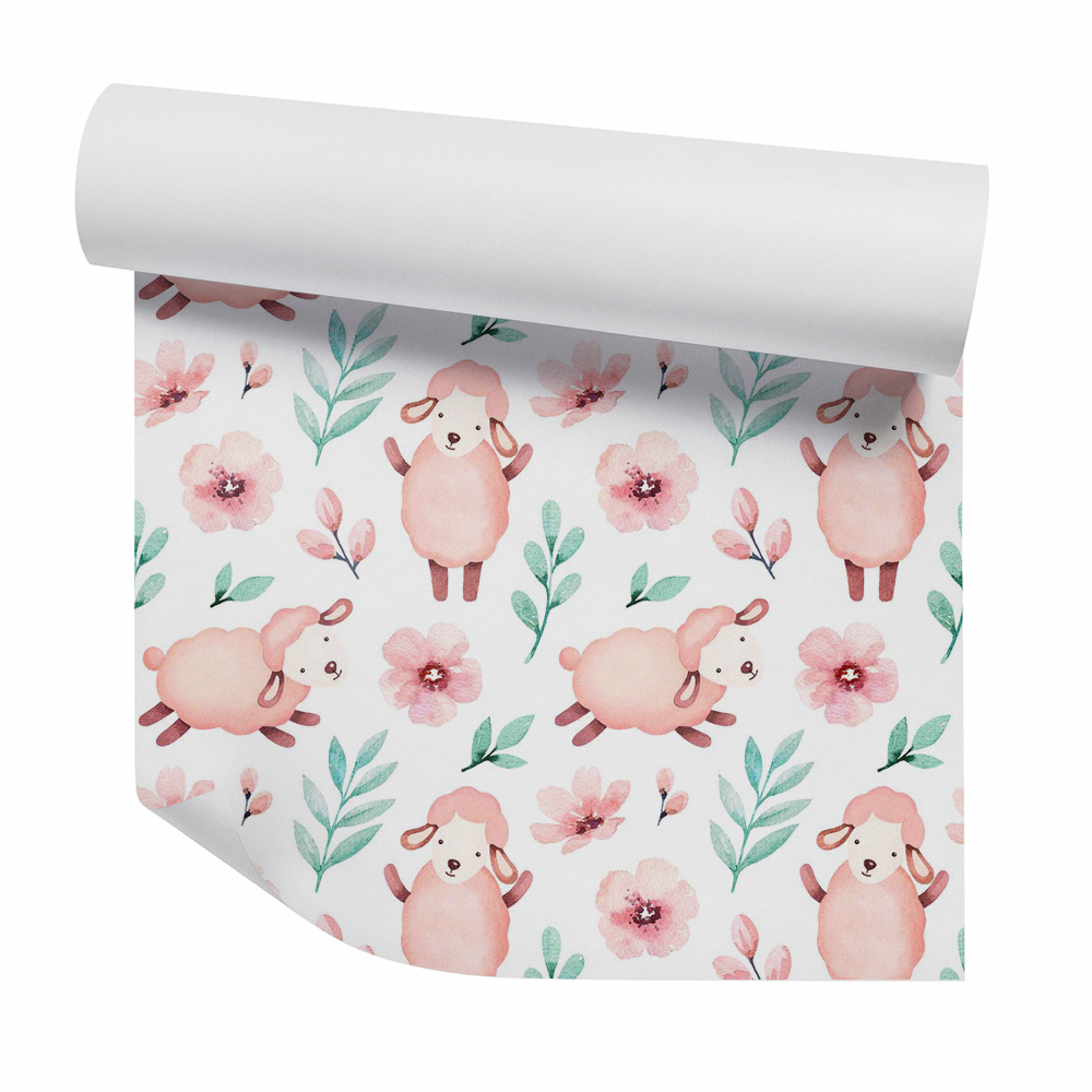 Papier peint Mouton rose pastel joyeux