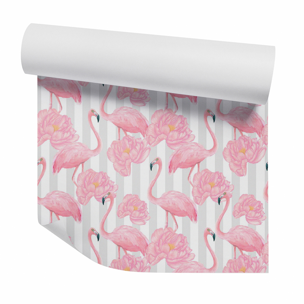Papier peint Flamants floraux de grande taille