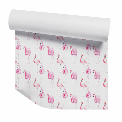 Papier peint Flamants roses sur fond blanc