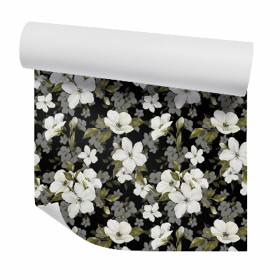 Papier peint Fleurs blanches à motif dense