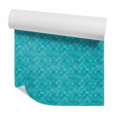 Papier peint Ecailles de poisson motif bleu
