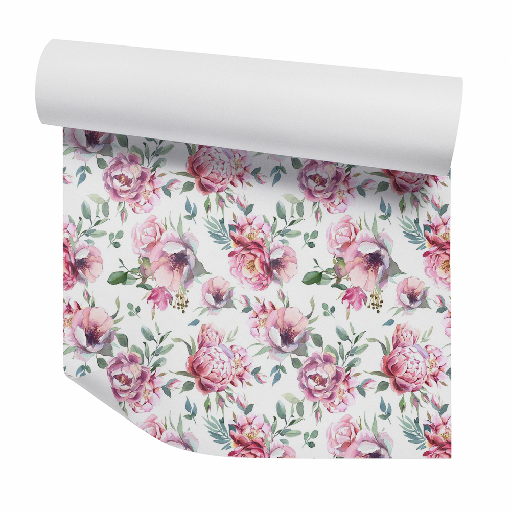 Papier peint Fleurs roses pastel