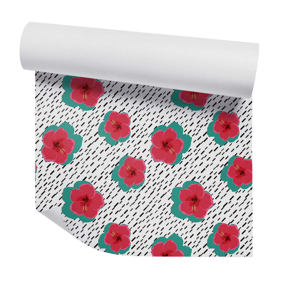 Papier peint Fleurs rouges sur fond en crexi