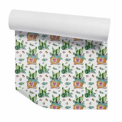 Papier peint Petits cactus dans des pots colorés
