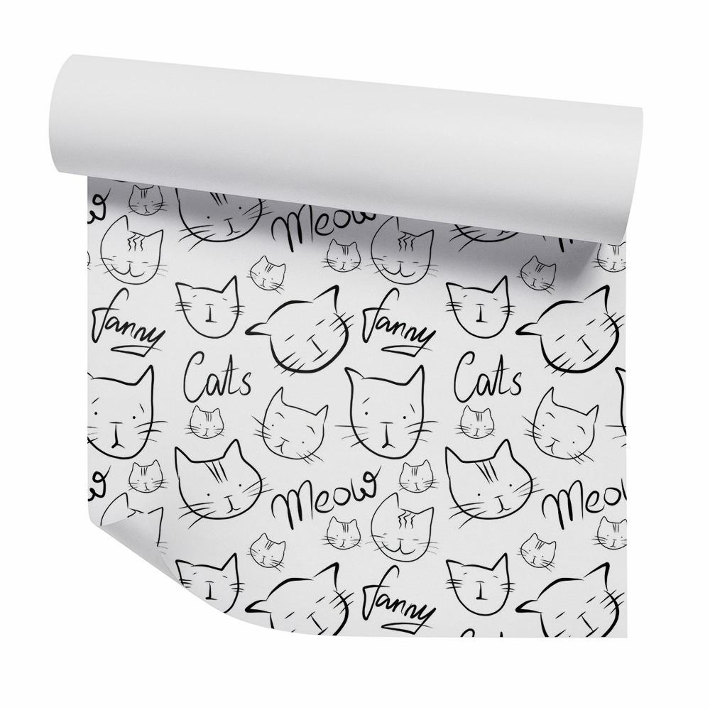 Papier peint Dessin de chats en noir et blanc
