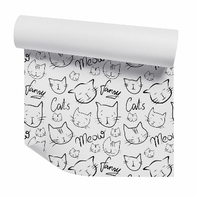 Papier peint Dessin de chats en noir et blanc