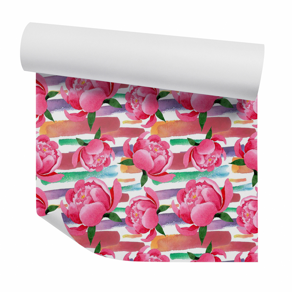 Papier peint Fleur rose aquarelle