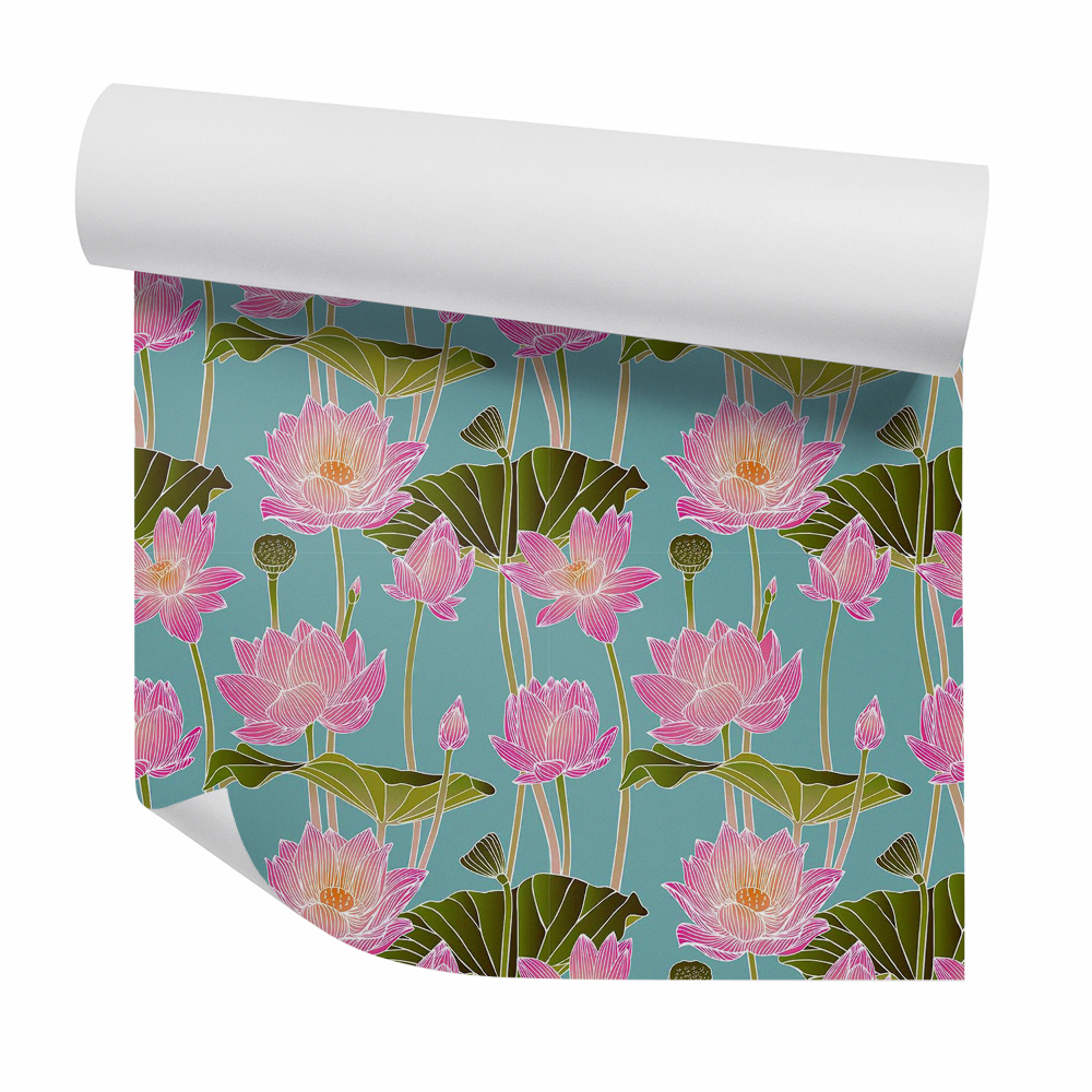 Papier peint Esquisse de fleur de lotus rose