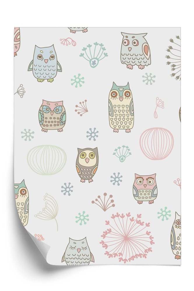 Papier peint Hiboux colorés