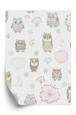 Papier peint Hiboux colorés