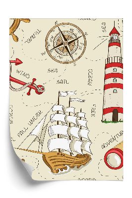 Papier peint Icônes nautiques, bateau, phare