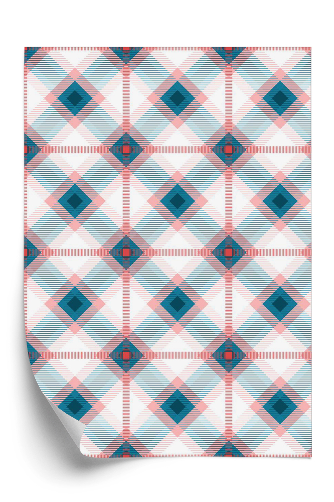 Papier peint Motif à carreaux bleus