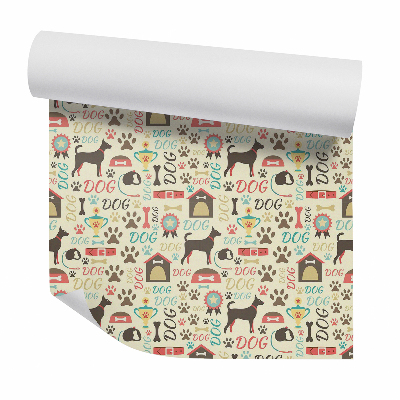 Papier peint Chien abstrait, niche, laisse en os