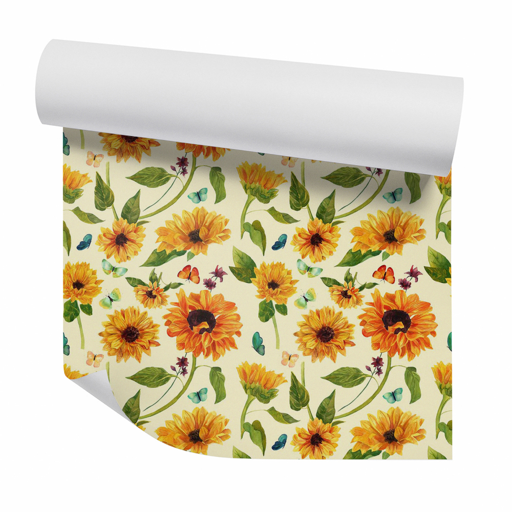 Papier peint Papillons parmi les tournesols