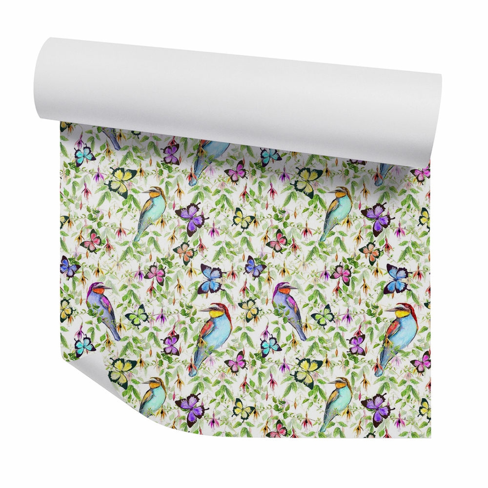 Papier peint Oiseaux et papillons exotiques