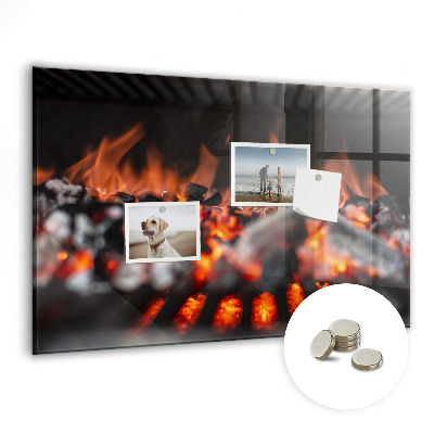 Tableau verre magnétique Gril et braises