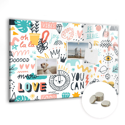 Tableau mural magnétique Lettres colorées