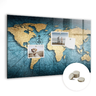 Tableau magnétique pour magnets Carte du monde en 3D
