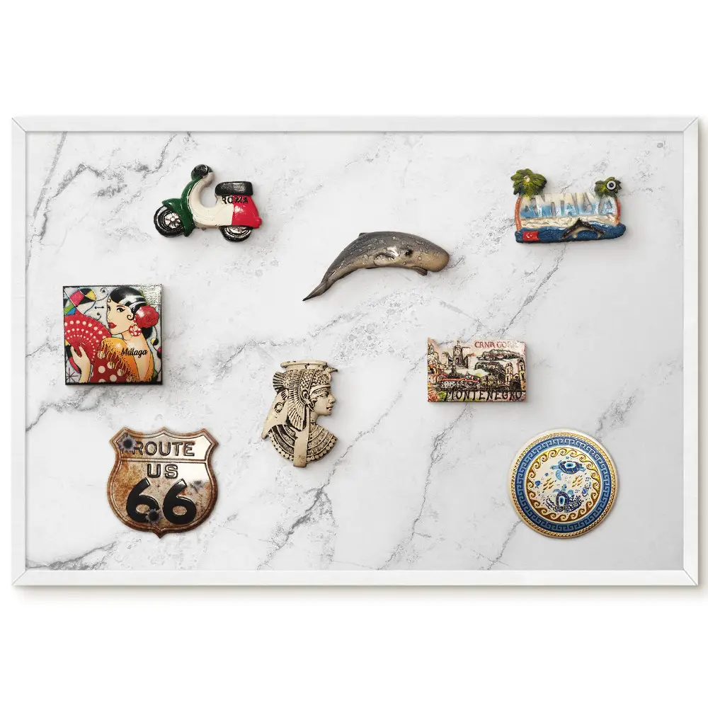 Tableau magnétique décoratif avec cadre motif marbré
