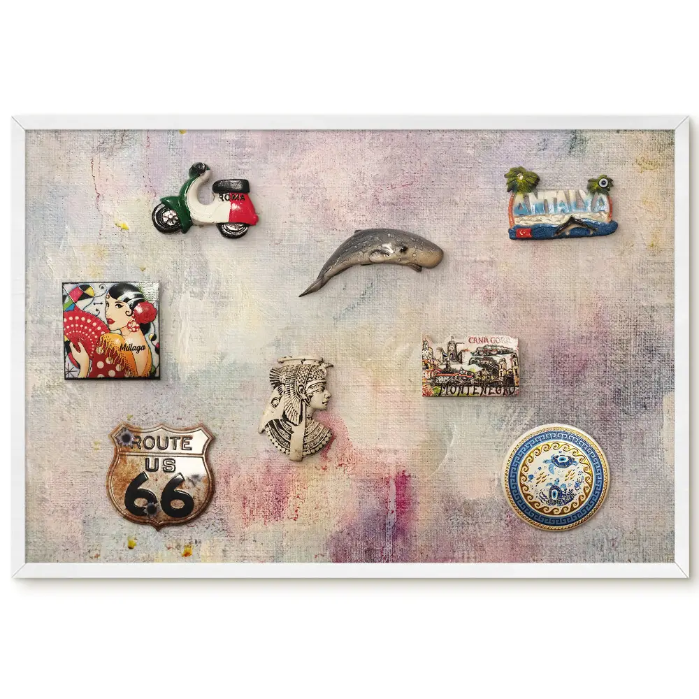 Tableau magnétique décoratif avec cadre motif Flous pastel tons clairs et subtils