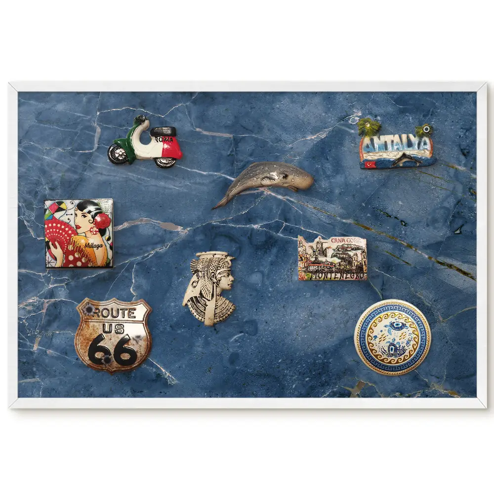 Tableau magnétique motif marbré avec veines grenat