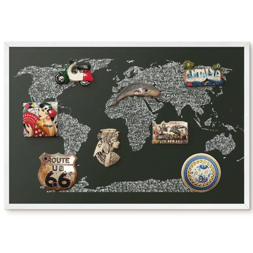 Tableau magnétique carte du monde avec lettres