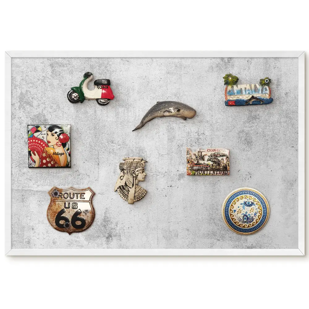 Tableau magnétique décoratif avec cadre motif béton gris