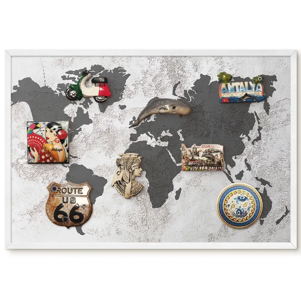 Tableau magnétique carte du monde avec texture subtile en arrière-plan