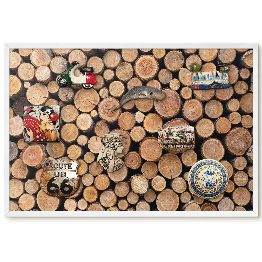 Tableau magnétique décoratif avec cadre en bois aux tons chauds