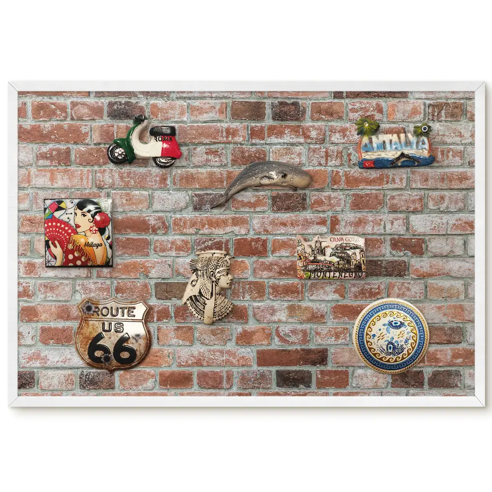 Tableau magnétique décoratif motif brique rustique aux teintes chaudes
