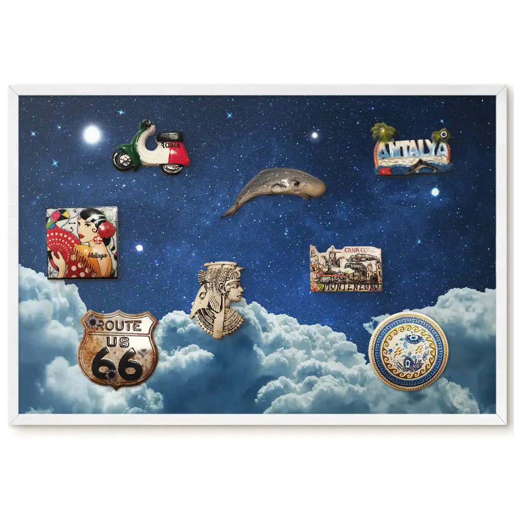 Tableau magnétique ciel étoilé au-dessus des nuages