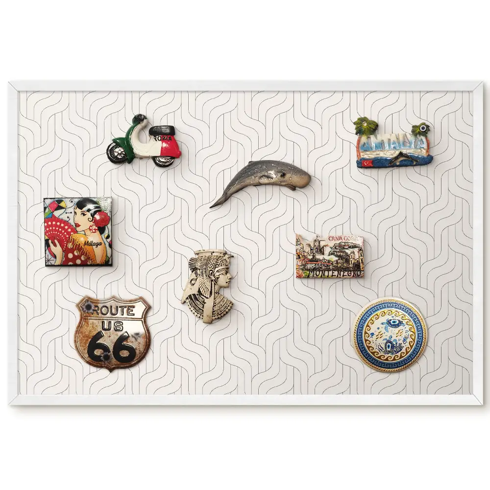 Tableau magnétique décoratif motif géométrique aux lignes ondulées délicates