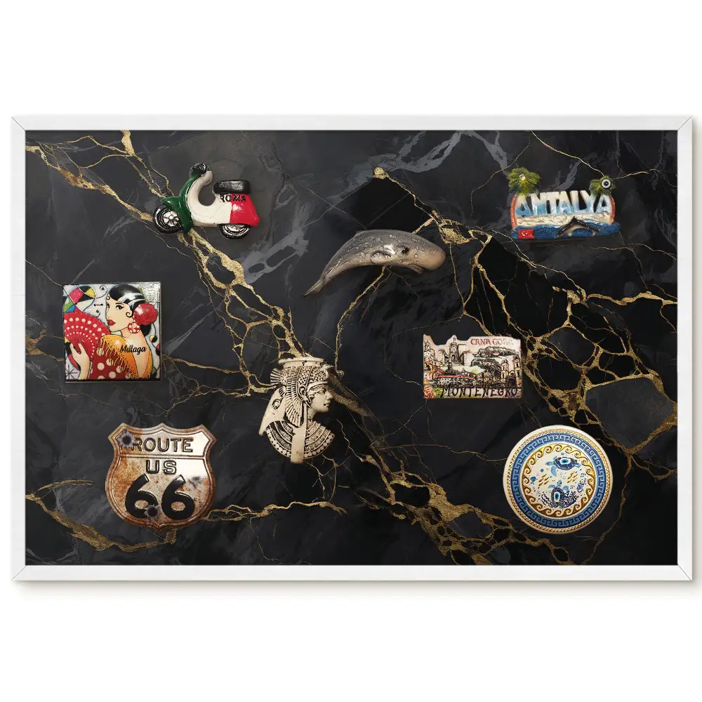 Tableau magnétique pour aimants avec motif abstrait sur fond sombre