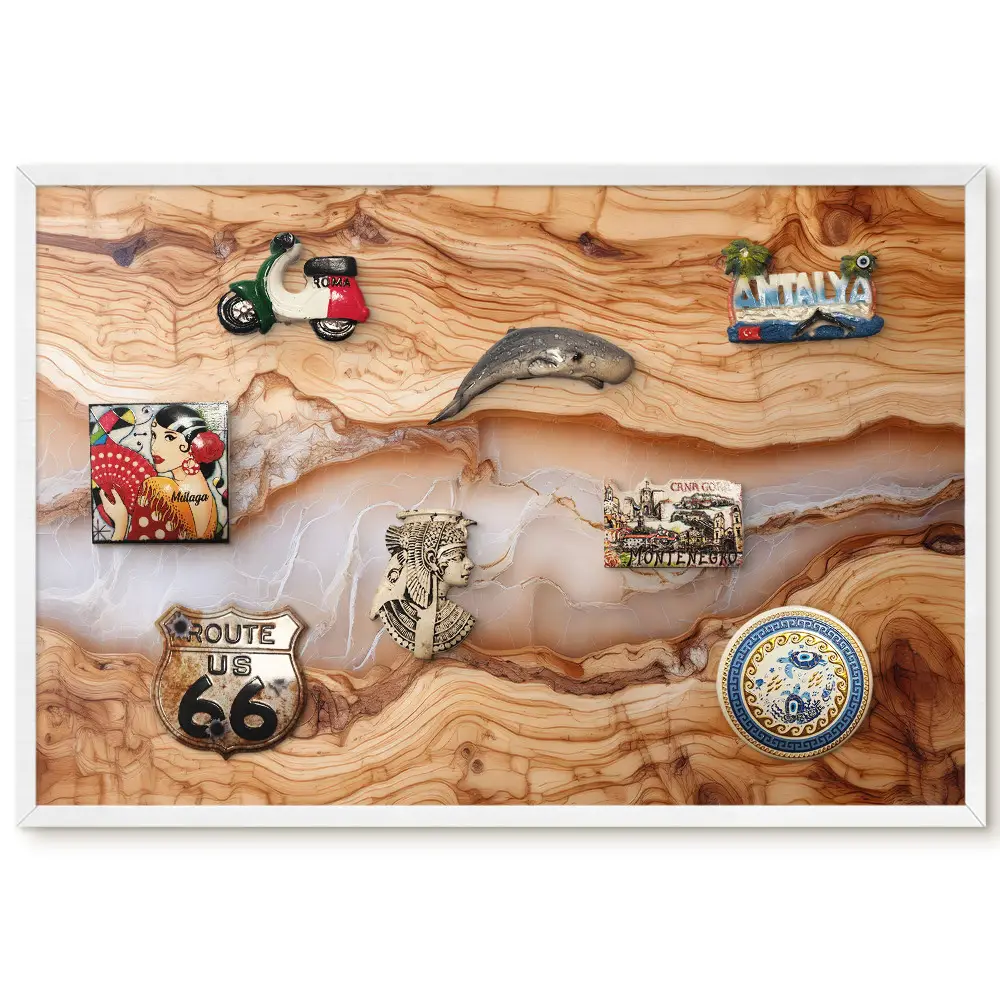 Tableau magnétique décoratif avec cadre en bois aux lignes élégantes