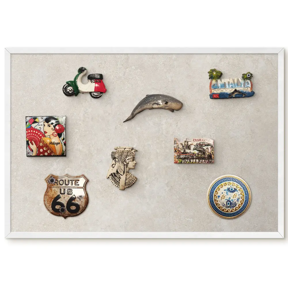 Tableau pour collection d'aimants avec texture neutre dans des tons beige et crème