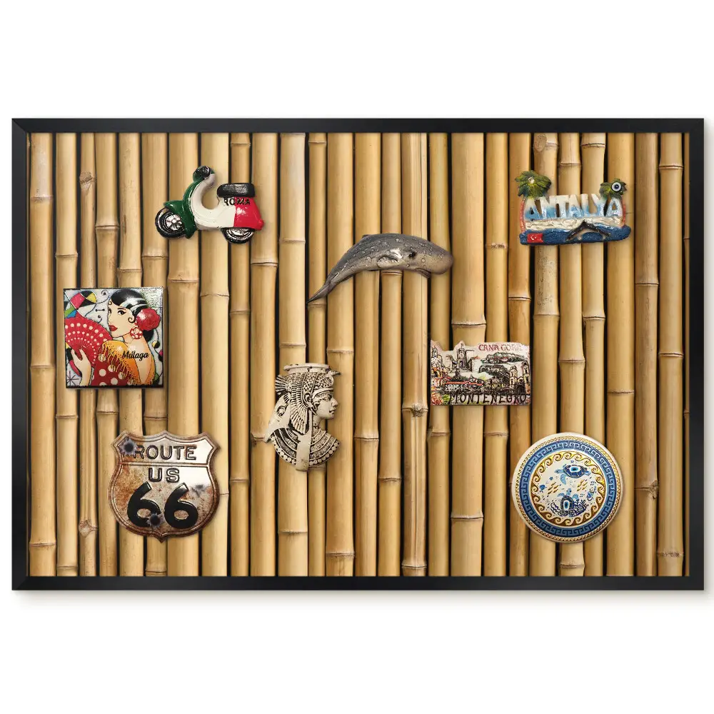 Tableau magnétique avec motif de pousses de bambou verticales dans une teinte chaude