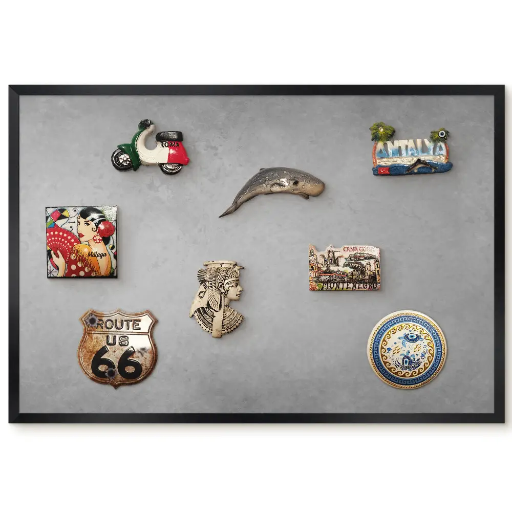 Tableau magnétique décoratif avec cadre motif dégradé de gris
