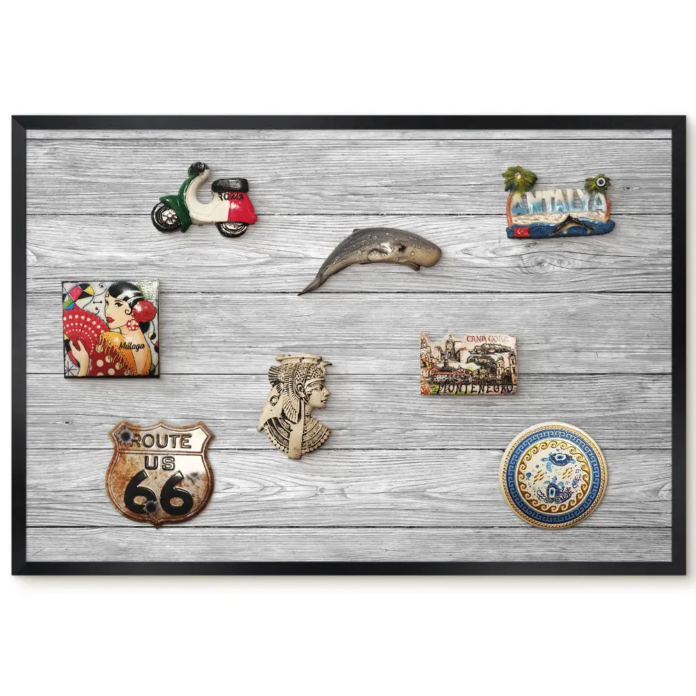 Tableau magnétique pour aimants motif bois gris au design naturel et élégant