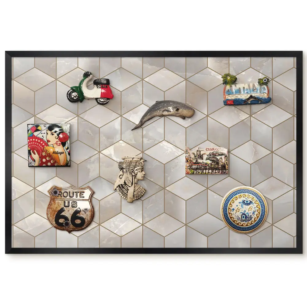 Tableau magnétique décoratif avec cadre composition de cubes mosaïque
