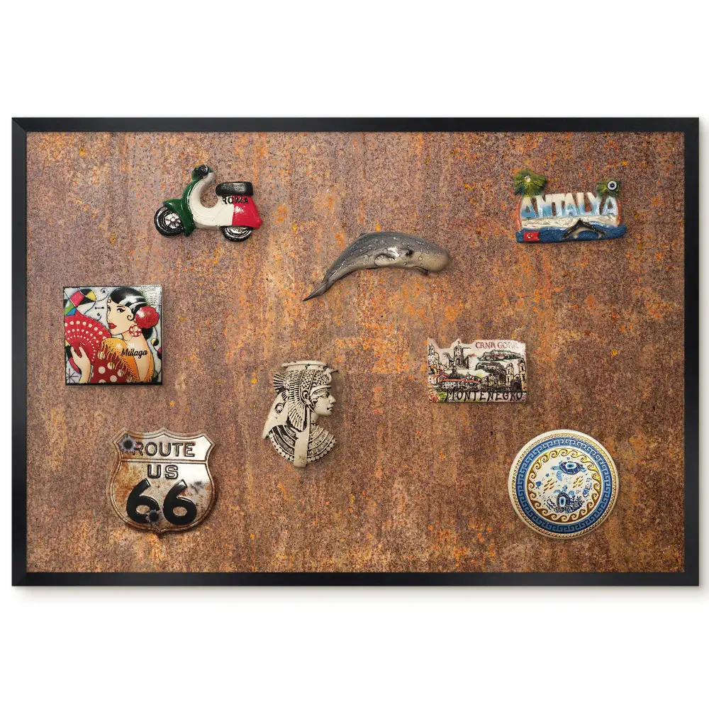 Tableau magnétique décoratif avec cadre et texture effet brun