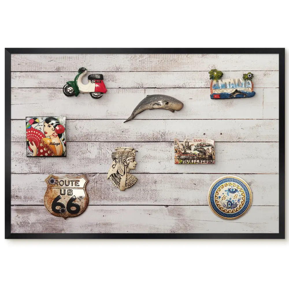 Tableau magnétique en bois brut avec effet vieilli