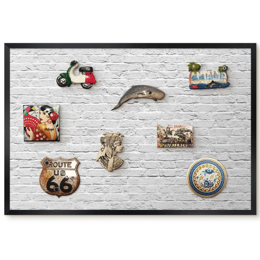 Tableau magnétique avec motif de briques blanches