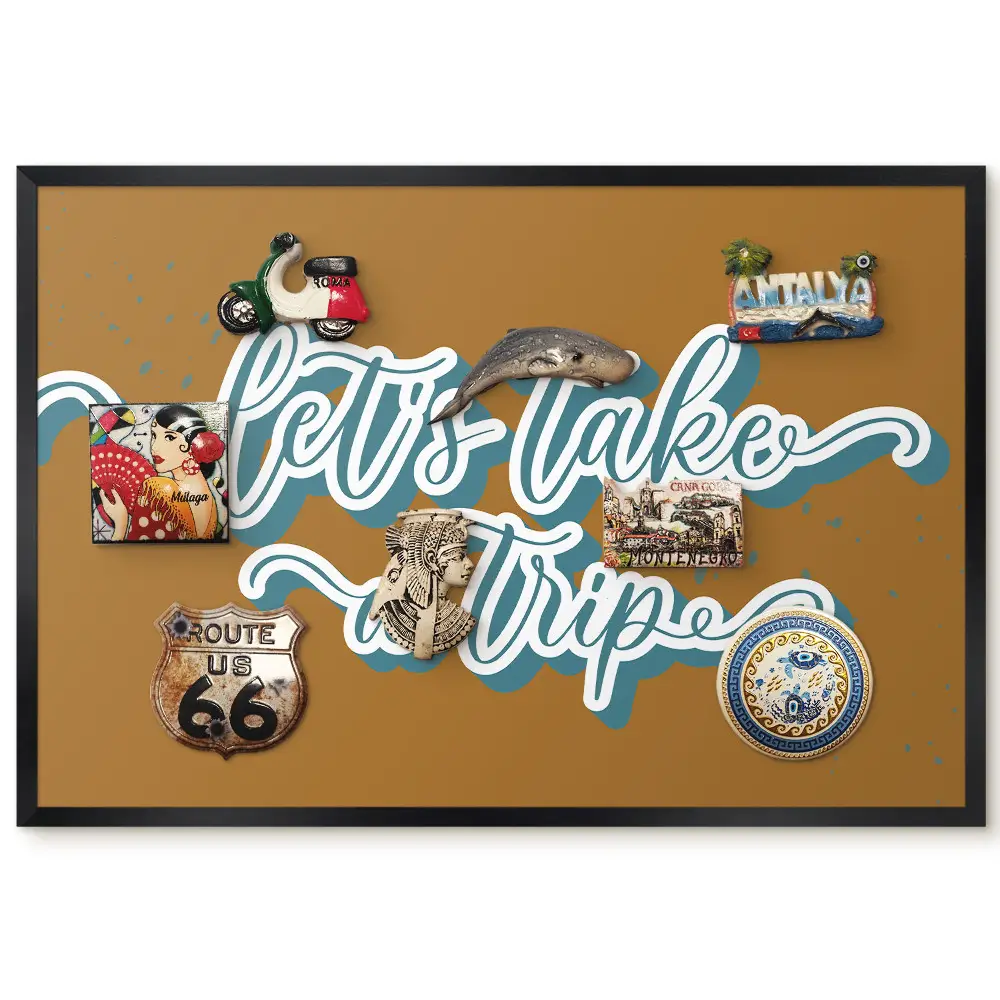 Tableau magnétique pour aimants avec typographie joyeuse sur fond beige