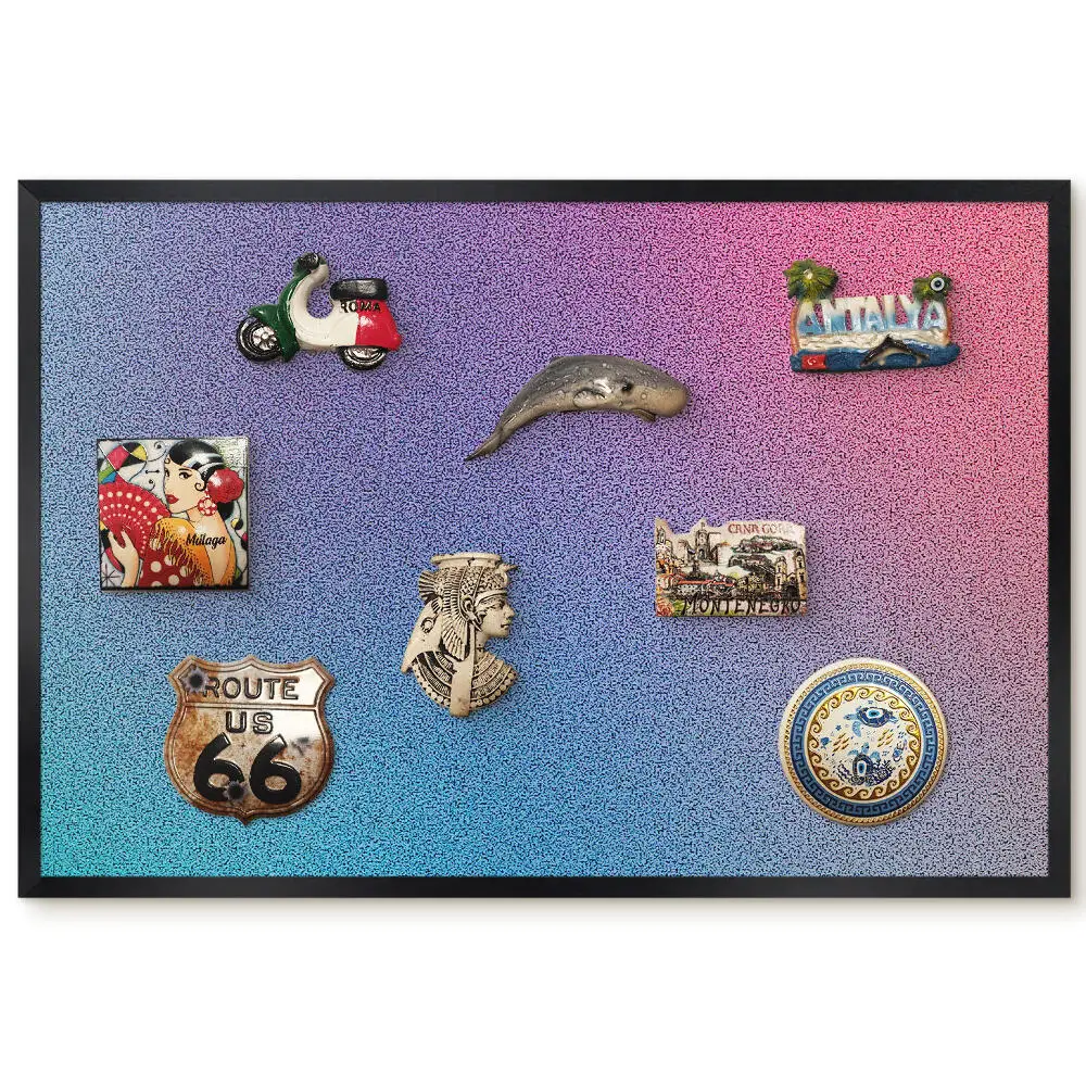 Tableau magnétique pour collection d'aimants dégradé turquoise et rose